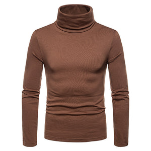 Men'S Plus Velvet Warm High Neck Long Sleeve T-Shirt Bottoming Shirt