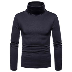 Men'S Plus Velvet Warm High Neck Long Sleeve T-Shirt Bottoming Shirt