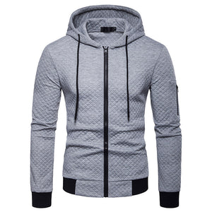 Men'S Hooded Plaid Quilted Sweatshirt Jacket