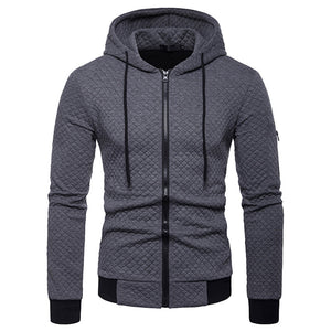 Men'S Hooded Plaid Quilted Sweatshirt Jacket