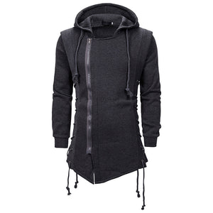 Men'S Dark Hooded Loose Coat