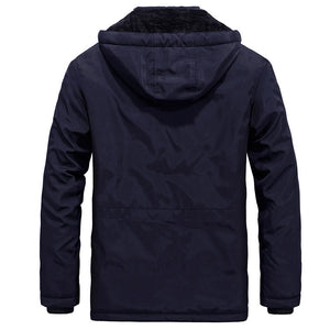 Men'S Plush Thick Hooded Warm Cotton Coat