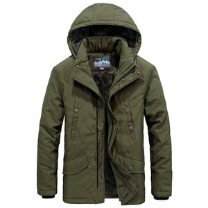 Men'S Plush Thick Hooded Warm Cotton Coat