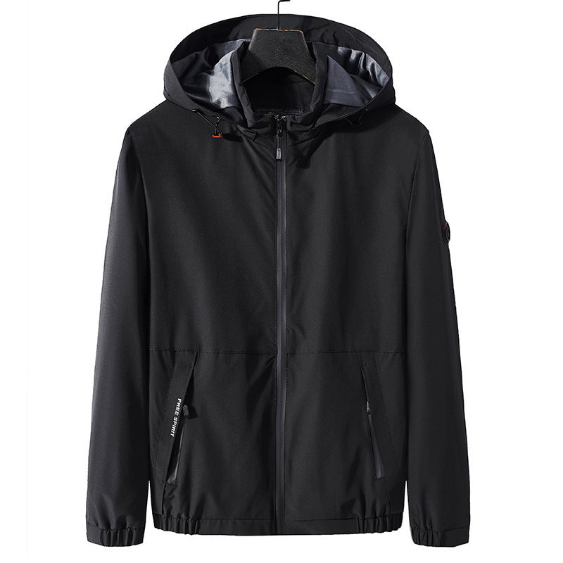 Men'S Casual Spring And Autumn Thin Loose Hooded Jacket