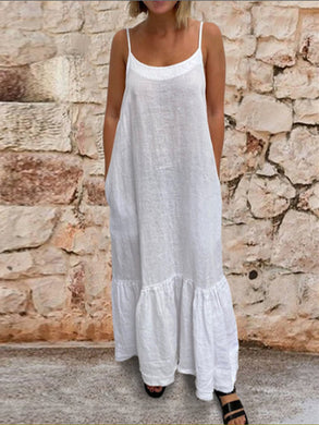 Simple Solid Color Sling Loose Casual Dress