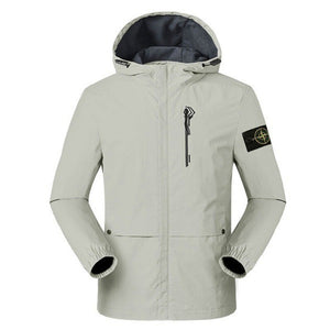 Men'S Windproof And Waterproof Solid Color Outdoor Hooded Jacket