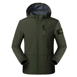 Men'S Windproof And Waterproof Solid Color Outdoor Hooded Jacket