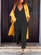 Load image into Gallery viewer, Fashion Solid Color Pocket V-neck Sleeveless Suspender Jumpsuit