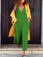 Load image into Gallery viewer, Fashion Solid Color Pocket V-neck Sleeveless Suspender Jumpsuit