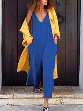 Load image into Gallery viewer, Fashion Solid Color Pocket V-neck Sleeveless Suspender Jumpsuit