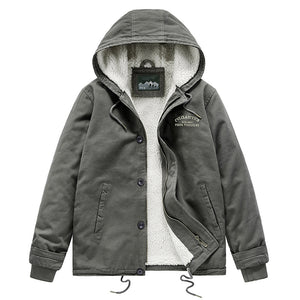 Men'S Hooded Sports And Leisure Hooded Zipper Plus Velvet Warm Cotton Jacket