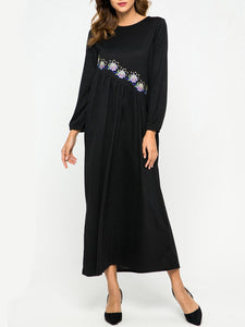 Women'S Heavy Industry Embroidered Big Loose Long Sleeve Dress