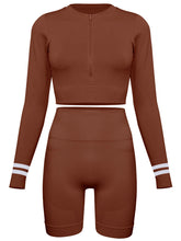 Load image into Gallery viewer, Yoga Sports Tight-Fitting Breathable Long-Sleeved Shorts Suit