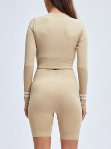 Yoga Sports Tight-Fitting Breathable Long-Sleeved Shorts Suit