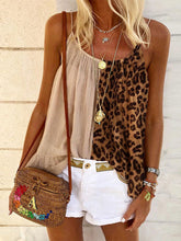 Load image into Gallery viewer, Leopard Print Stitching Contrast Tops Sling Chiffon T-shirt