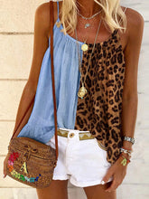 Load image into Gallery viewer, Leopard Print Stitching Contrast Tops Sling Chiffon T-shirt