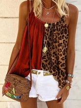 Load image into Gallery viewer, Leopard Print Stitching Contrast Tops Sling Chiffon T-shirt