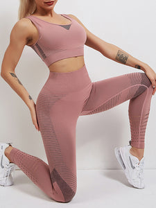 Two-piece Running Sports Fitness Bra Tight-fitting Hip Pants