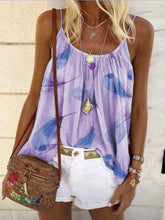 Load image into Gallery viewer, Feather Print Suspender T-shirt Sleeveless Loose Top