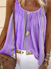 Load image into Gallery viewer, Loose Striped Print Sling Camisole T-shirt Vacation Tops