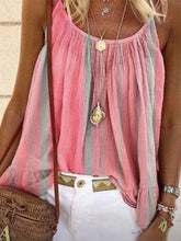 Load image into Gallery viewer, Loose Striped Print Sling Camisole T-shirt Vacation Tops