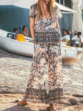 Load image into Gallery viewer, Bohemian Leisure V-neck Short-sleeved Top and Pants Two-piece Suit