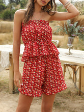 Load image into Gallery viewer, Ladies Floral Print Off Shoulder Tops and Shorts Two-piece Suit