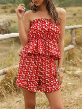 Load image into Gallery viewer, Ladies Floral Print Off Shoulder Tops and Shorts Two-piece Suit