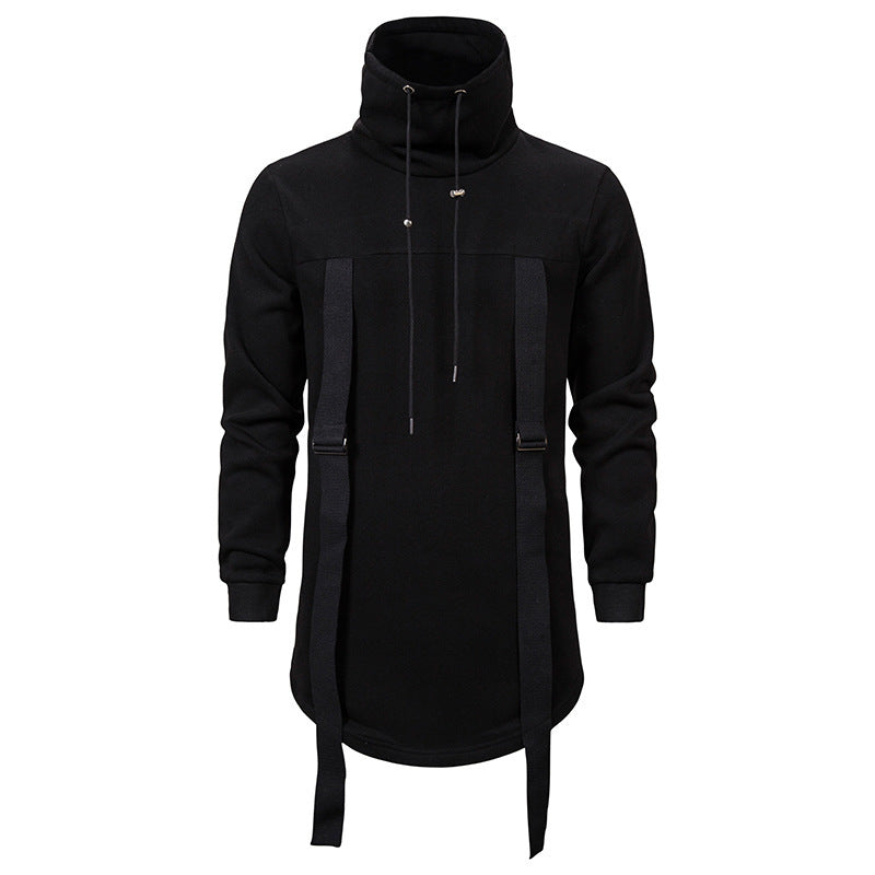 Men'S High Collar Dark Long Loose Coat