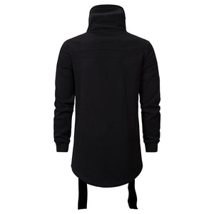 Men'S High Collar Dark Long Loose Coat