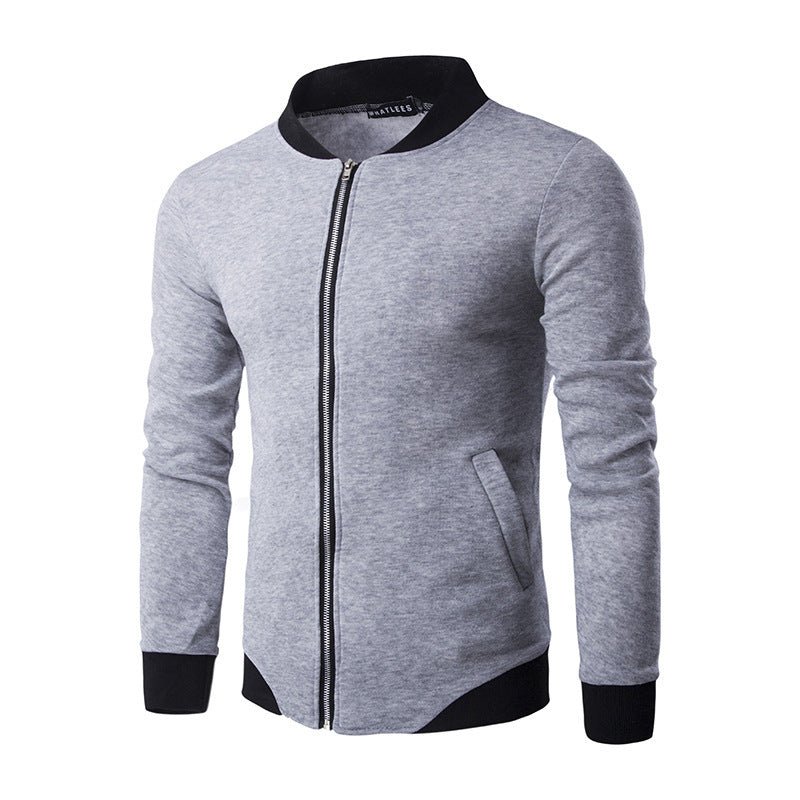 Men'S Stand-Up Collar Zipper Sweater Baseball Uniform