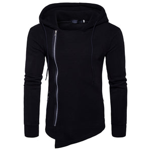 Men'S Fashion Side Zipper Irregular Hem Hooded Sweatshirt