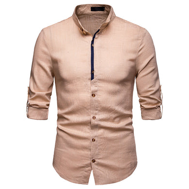 Men'S Business Casual Linen Long Sleeve Shirt