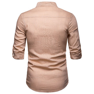 Men'S Business Casual Linen Long Sleeve Shirt