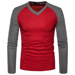 Fashion V-Neck Raglan Sleeve Long Sleeve T-Shirt