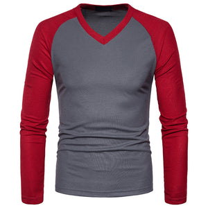 Fashion V-Neck Raglan Sleeve Long Sleeve T-Shirt