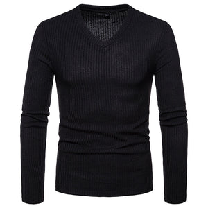 Men'S Plus Size V-Neck Long-Sleeved T-Shirt Bottoming Shirt