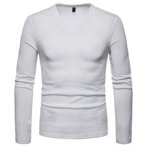 Men'S Plus Size V-Neck Long-Sleeved T-Shirt Bottoming Shirt