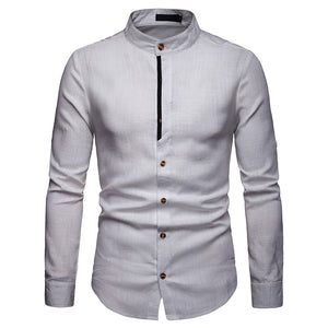 Men'S Business Casual Linen Long Sleeve Shirt