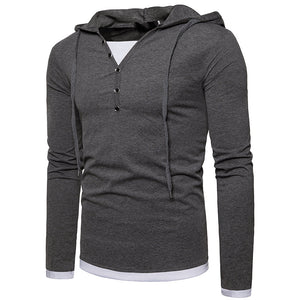 Fashion Men'S Hooded Long-Sleeve Stitching Sports Pullover Hoodie