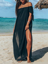 Load image into Gallery viewer, Women Vacation Beach Off Shoulder Irregular Split-Side Plain Maxi Dress