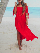 Load image into Gallery viewer, Women Vacation Beach Off Shoulder Irregular Split-Side Plain Maxi Dress