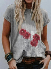 Load image into Gallery viewer, Loose Striped Printed Round Neck Casual Short-sleeved T-shirt