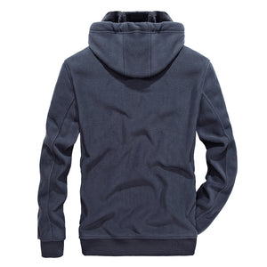 Men'S Casual Loose Hooded Middle-Aged Fleece Jacket