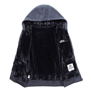 Men'S Casual Loose Hooded Middle-Aged Fleece Jacket