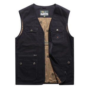 Men'S Casual Waistcoat V-Neck Multi-Pocket Vest