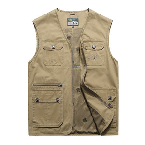 Men'S Casual Vest V-Neck Multi-Pocket Outdoor Vest