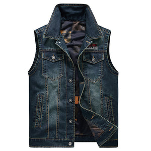 Men'S Casual Zipper Two-Sided Denim Waistcoat Vest