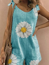 Load image into Gallery viewer, Fashion Loose Chrysanthemum Print Casual Sleeveless Jumpsuit