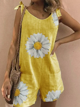 Load image into Gallery viewer, Fashion Loose Chrysanthemum Print Casual Sleeveless Jumpsuit